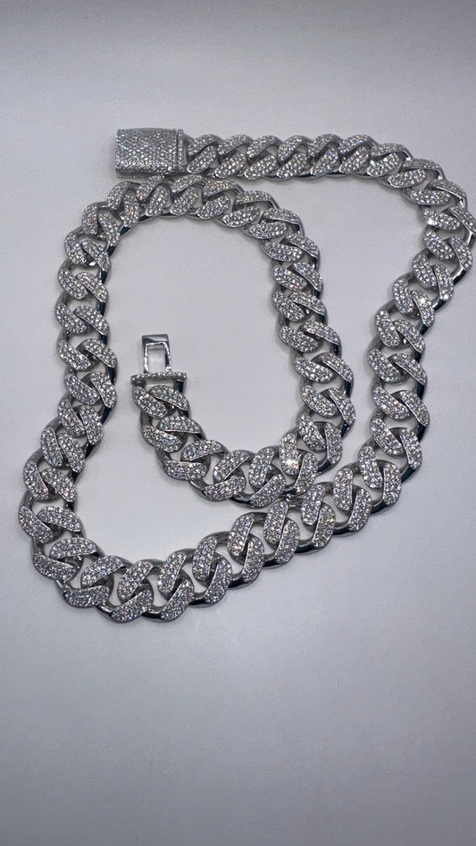 Iced Out Moissanite Cuban Link Chain